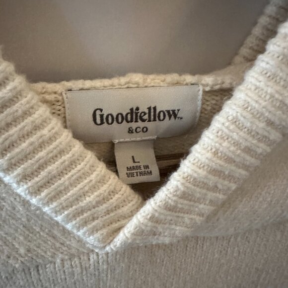Cream Goodfellow Large Men's Hoodie Sweater - Picture 3 of 9